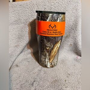 Realtree Camo Stainless Steel Tumbler with Orange Accent